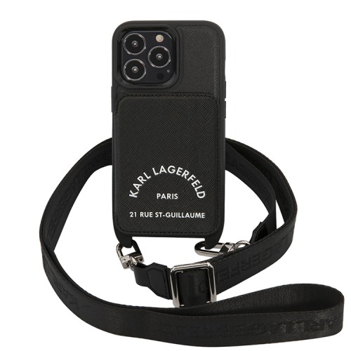 Чехол Lagerfeld Crossbody cardslot PU Saffiano RSG Hard для iPhone 13 Pro Max, черный