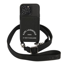 Чехол Lagerfeld Crossbody cardslot PU Saffiano RSG Hard для iPhone 13 Pro Max, черный