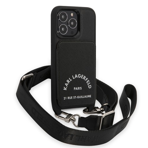 Чехол Lagerfeld Crossbody cardslot PU Saffiano RSG Hard для iPhone 13 Pro Max, черный