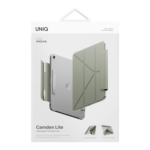 Uniq для iPad 11 (2025)/10 (2022) чехол Camden Lite (Detachable Pencil sleeve) Sage Green