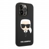 Чехол Lagerfeld Liquid silicone Karl's Head для iPhone 14 Pro, черный (MagSafe)