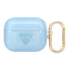 Чехол Guess Translucent Palm Tree с карабином для Airpods Pro, голубой