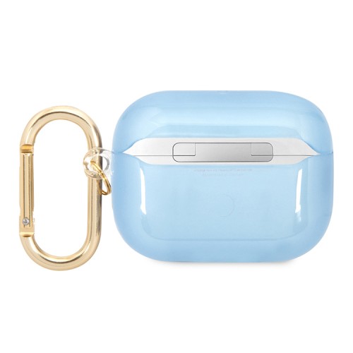 Чехол Guess Translucent Palm Tree с карабином для Airpods Pro, голубой
