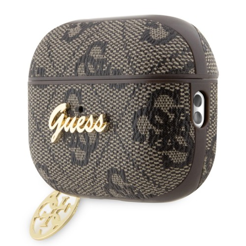 Чехол Guess PU leather 4G with metal logo and Heart charm для Airpods Pro 2, коричневый