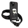 Чехол Lagerfeld Crossbody PU Monogram NFT Ikonik patch with Strap Hard для iPhone 14 Plus, черный