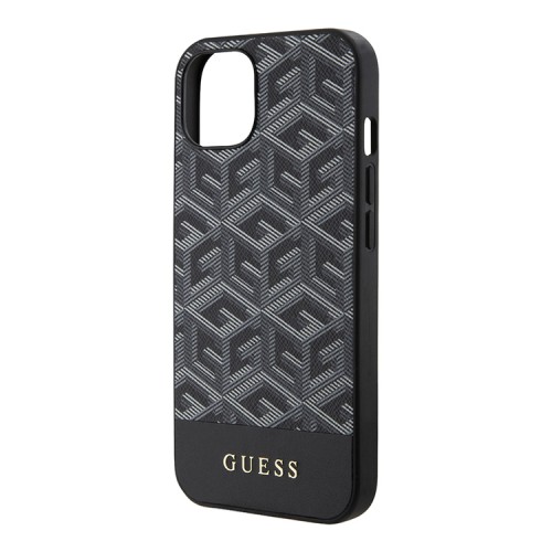 Чехол Guess PU G CUBE Hard для iPhone 14, черный (MagSafe)