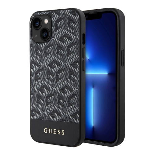 Чехол Guess PU G CUBE Hard для iPhone 14, черный (MagSafe)