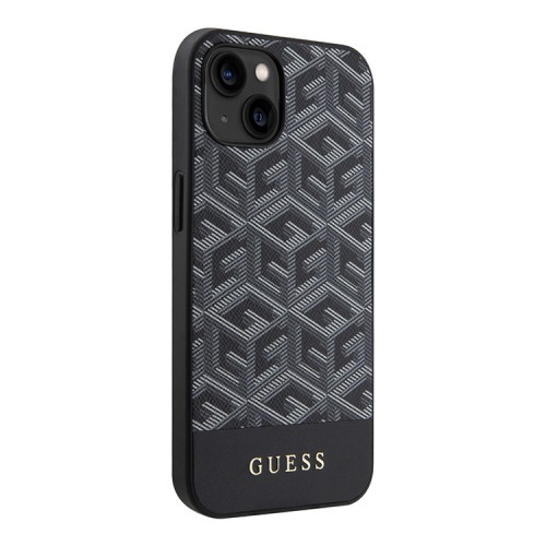 Чехол Guess PU G CUBE Hard для iPhone 14, черный (MagSafe)