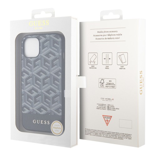 Чехол Guess PU G CUBE Hard для iPhone 14, черный (MagSafe)