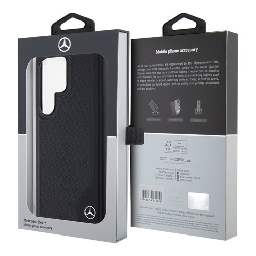 Mercedes для Galaxy S24 Ultra чехол Leather Textured Wood Imitation Hard Black (MagSafe)