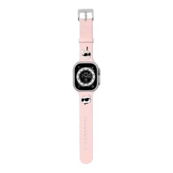 Karl Lagerfeld для Apple Watch 45/44/42 mm ремешок 3D Rubber NFT Karl & Choupette heads Pink