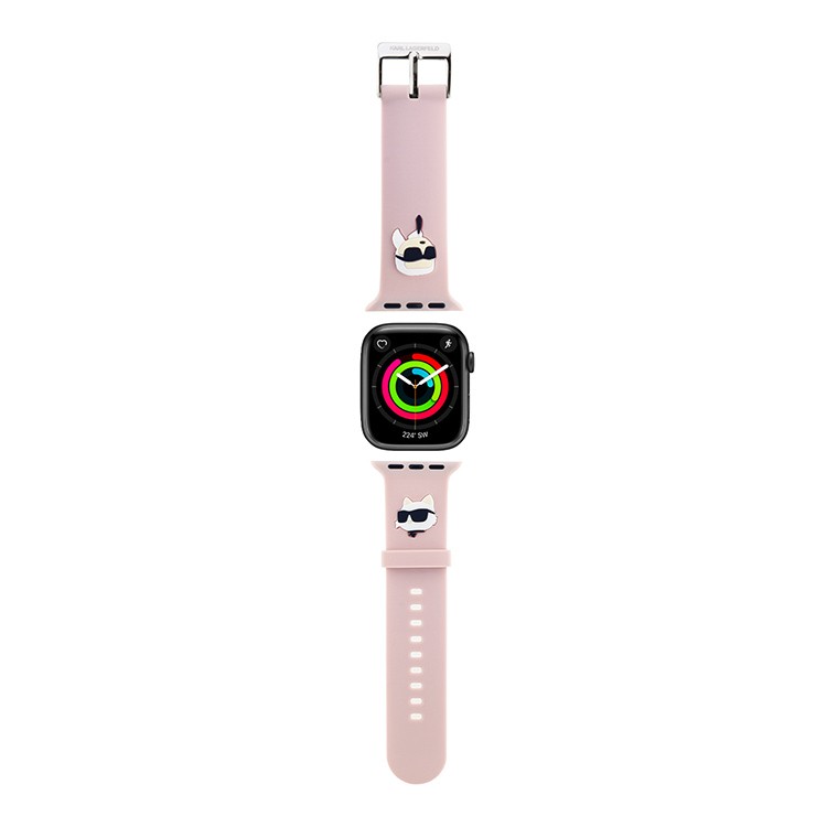 Karl Lagerfeld Apple Watch 45 44 42 mm 3D Rubber NFT Karl Choupette heads Pink 2 619