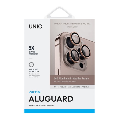 Uniq стекло для iPhone 16 Pro/16 Pro Max OPTIX Camera Lens AluGuard Taupe Gold