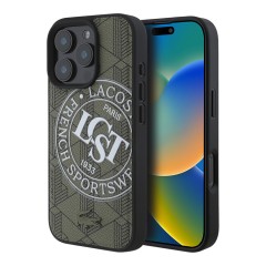 Lacoste для iPhone 16 Pro Max чехол PC/TPU&amp;PVC Sportswear Khaki (MagSafe)