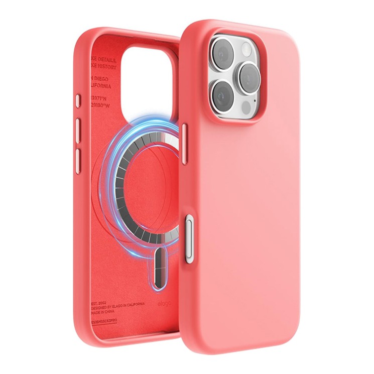 Elago для iPhone 16 Pro чехол Soft silicone (Liquid) Pink (MagSafe)