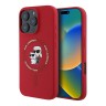 Karl Lagerfeld для iPhone 16 Pro чехол Liquid Silicone NFT Karl & Choupette Hard Red (MagSafe)