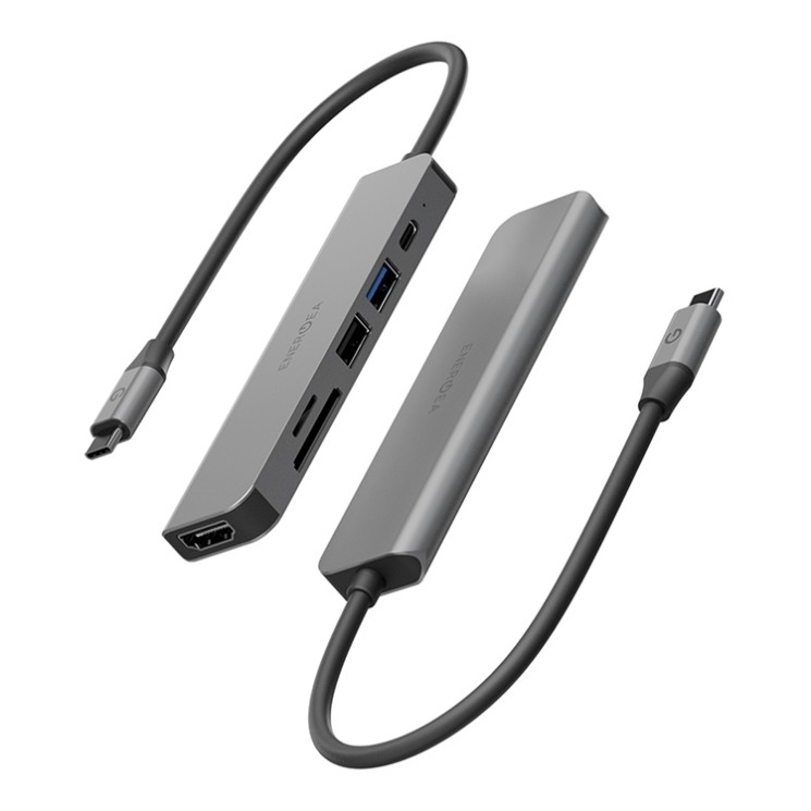 Energea Разветвитель AluHUB HD3 6-in-1 Superspeed Aluminium USB-C 60W Gunmetal