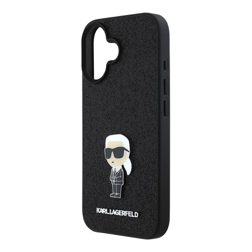 Karl Lagerfeld для iPhone 16 чехол Fixed glitters NFT Karl Ikonik Metal pin Hard Black