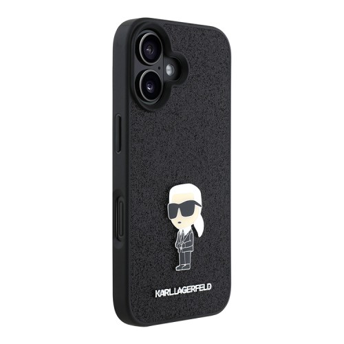 Karl Lagerfeld для iPhone 16 чехол Fixed glitters NFT Karl Ikonik Metal pin Hard Black