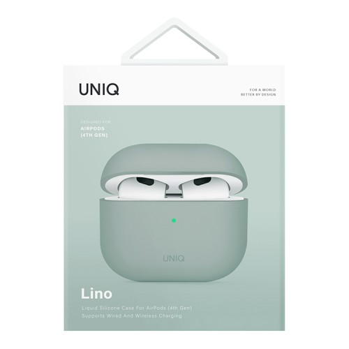 Uniq для Airpods 4 чехол LINO Liquid silicone Iceplant Green
