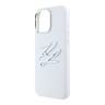 Karl Lagerfeld для iPhone 16 Pro чехол Liquid Silicone Metal Logo Initials Hard White