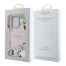 Guess для iPhone 15 Pro Max чехол PU Grained leather Flowers Metal logo Hard Pink (MagSafe)