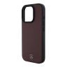 Mercedes для iPhone 16 Pro Max чехол Leather Textured and Smooth Metal logo Hard Red (MagSafe)