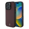 Mercedes для iPhone 16 Pro Max чехол Leather Textured and Smooth Metal logo Hard Red (MagSafe)