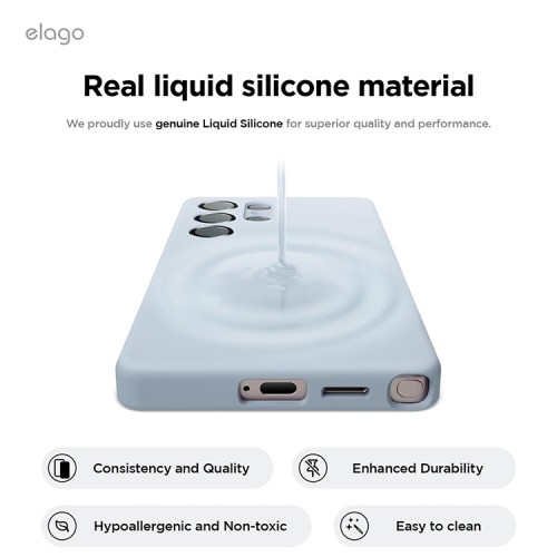 Elago для Galaxy S25 Ultra чехол Soft silicone (Liquid) Light Blue (Magnetic)