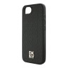 DKNY для iPhone 16e чехол PU Repeat Stack metal logo Hard Black (MagSafe)