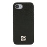 DKNY для iPhone 16e чехол PU Repeat Stack metal logo Hard Black (MagSafe)