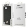 DKNY для iPhone 16e чехол PU Repeat Stack metal logo Hard Black (MagSafe)