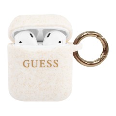 Чехол Guess Silicone с кольцом для Airpods 1 | 2, белый