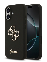 Guess для iPhone 17 чехол Liquid silicone 4G Big and Script metal logo Hard Black