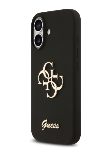 Guess для iPhone 17 чехол Liquid silicone 4G Big and Script metal logo Hard Black