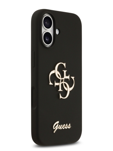 Guess для iPhone 17 чехол Liquid silicone 4G Big and Script metal logo Hard Black
