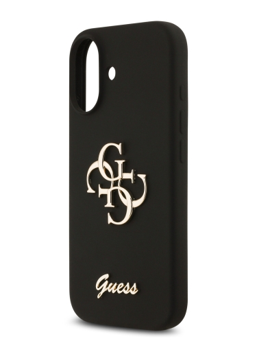 Guess для iPhone 17 чехол Liquid silicone 4G Big and Script metal logo Hard Black