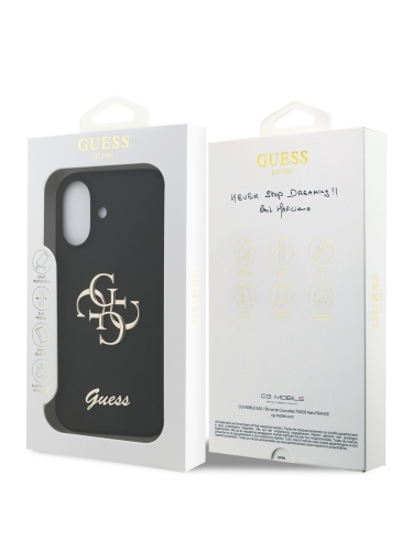 Guess для iPhone 17 чехол Liquid silicone 4G Big and Script metal logo Hard Black