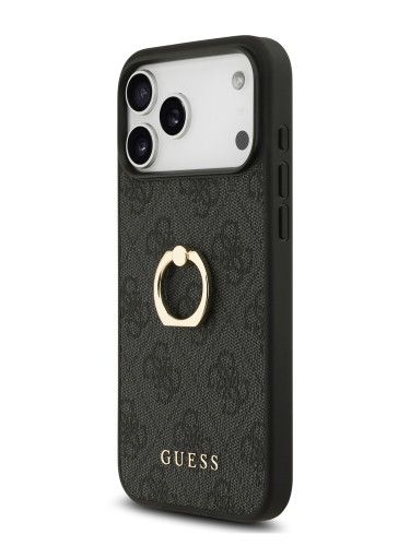 Guess для iPhone 17 Pro Max чехол PU 4G + Ring Hard Black