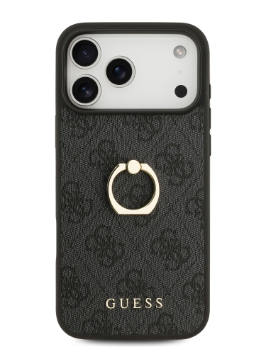 Guess для iPhone 17 Pro Max чехол PU 4G + Ring Hard Black