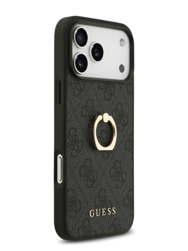 Guess для iPhone 17 Pro Max чехол PU 4G + Ring Hard Black