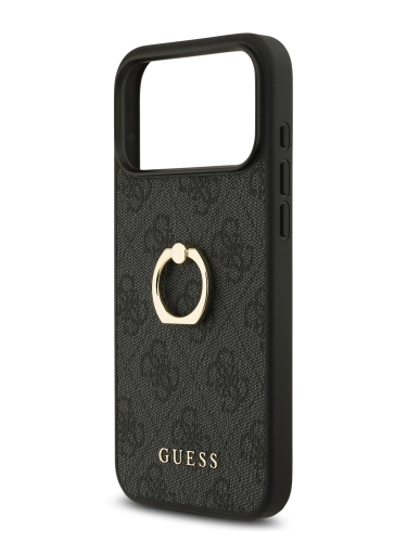 Guess для iPhone 17 Pro Max чехол PU 4G + Ring Hard Black