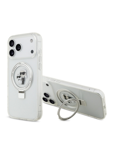 Karl Lagerfeld для iPhone 17 Pro чехол IML + Ring stand NFT Karl & Choupette прозрачный (MagSafe)