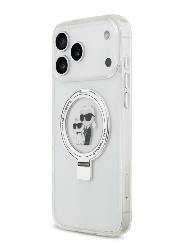Karl Lagerfeld для iPhone 17 Pro чехол IML + Ring stand NFT Karl & Choupette прозрачный (MagSafe)