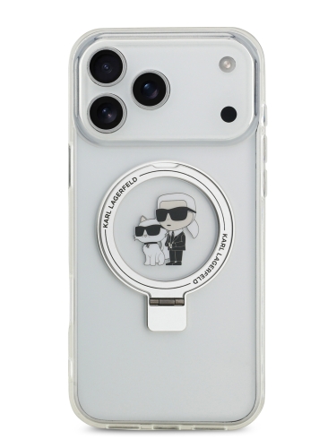 Karl Lagerfeld для iPhone 17 Pro чехол IML + Ring stand NFT Karl & Choupette прозрачный (MagSafe)