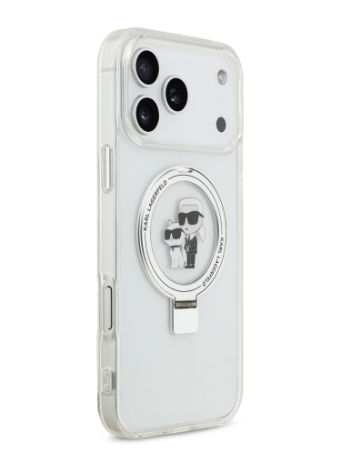 Karl Lagerfeld для iPhone 17 Pro чехол IML + Ring stand NFT Karl & Choupette прозрачный (MagSafe)