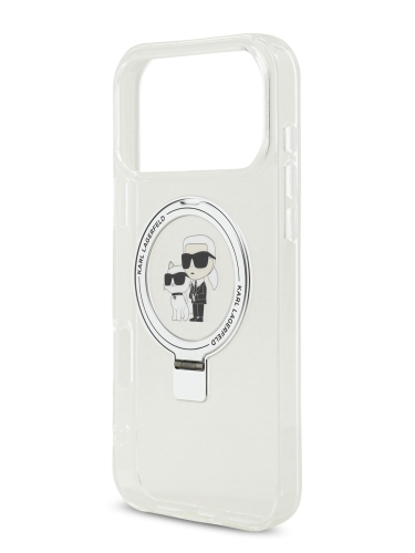 Karl Lagerfeld для iPhone 17 Pro чехол IML + Ring stand NFT Karl & Choupette прозрачный (MagSafe)