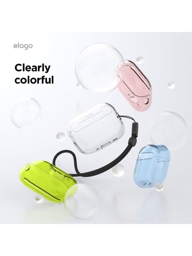 Elago для AirPods Pro 3 чехол Clear Strap case Aqua Blue