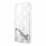 Чехол Guess Liquid Glitter Peony Hard для iPhone 13, серебристый