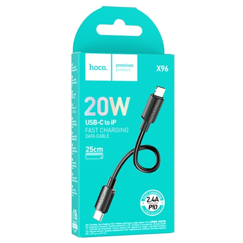 HOCO кабель X96 Hyper PD20W charging data cable USB-C to iPhone (25 см) Black